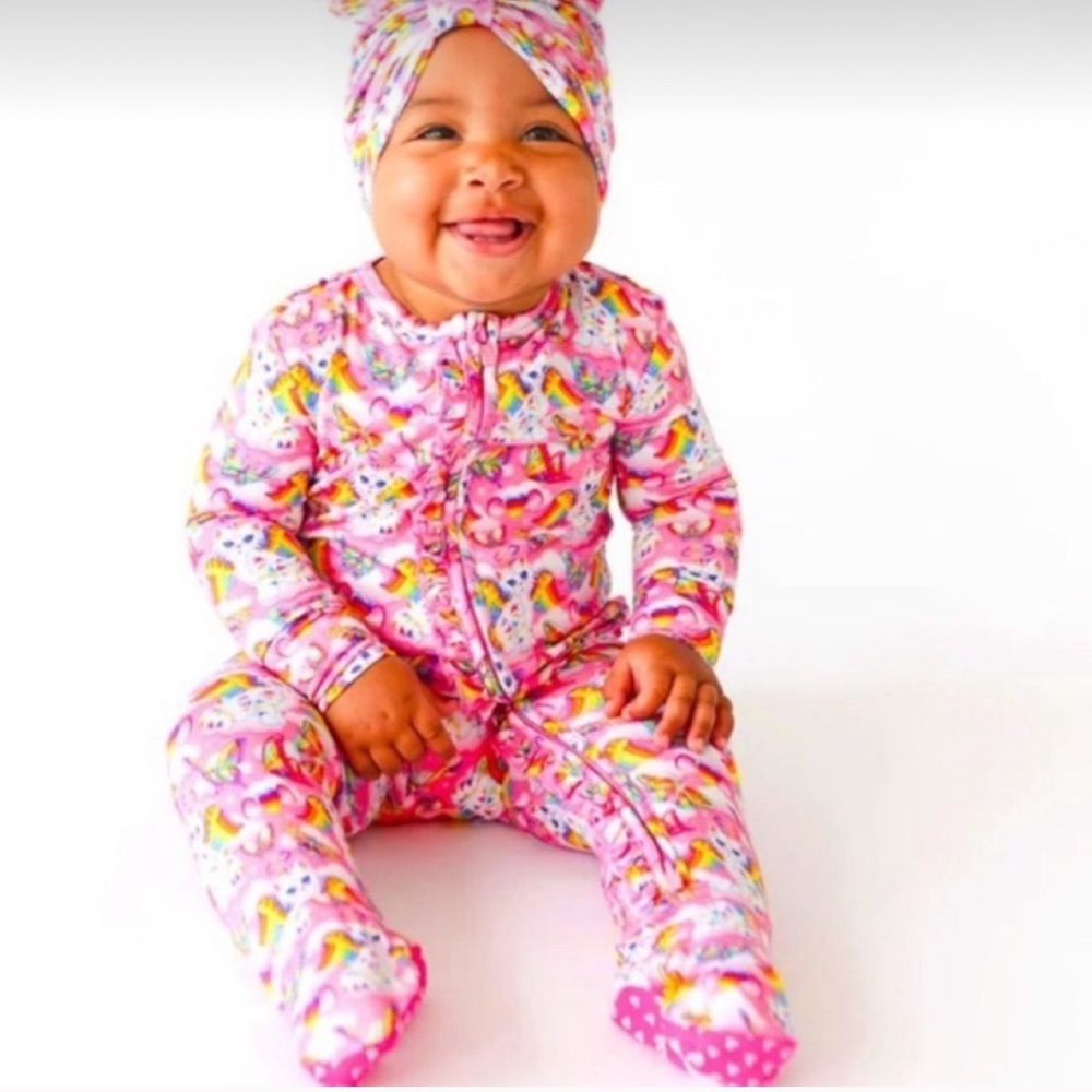 Posh Peanut x Lisa Frank Angel Kitty French Terry Hooded Romper